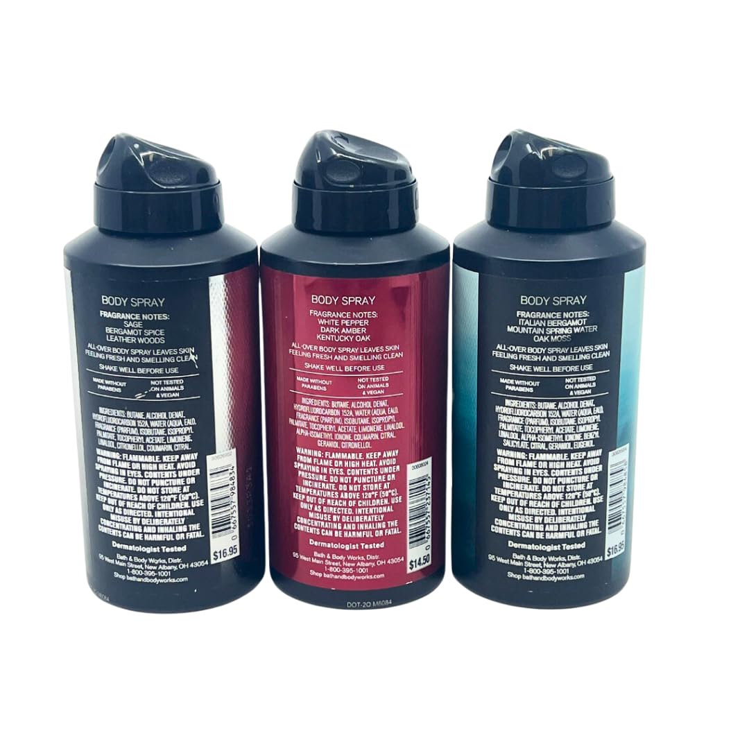 Bath and Body Works Gift Pack for Holiday Deodorizing Body Spray - Graphite, Bourbon and Freshwater 3.7oz each Beauty & Personal Care Bath & Body Works