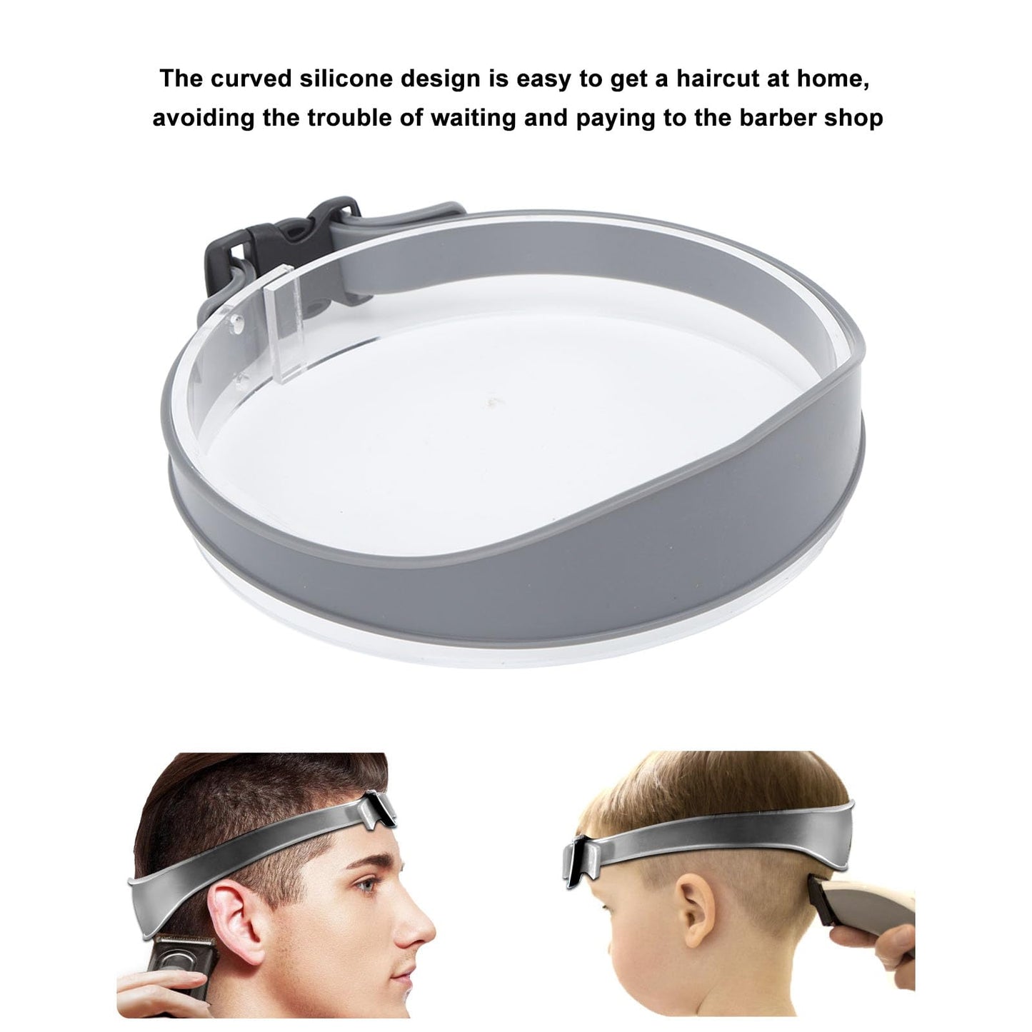 DIY Hair Trimming Template Haircut Band Breathable Curved Degion Silicone Home Hair Trimming Guide for Boys Men (Grey) Beauty and Personal Care Cyrank