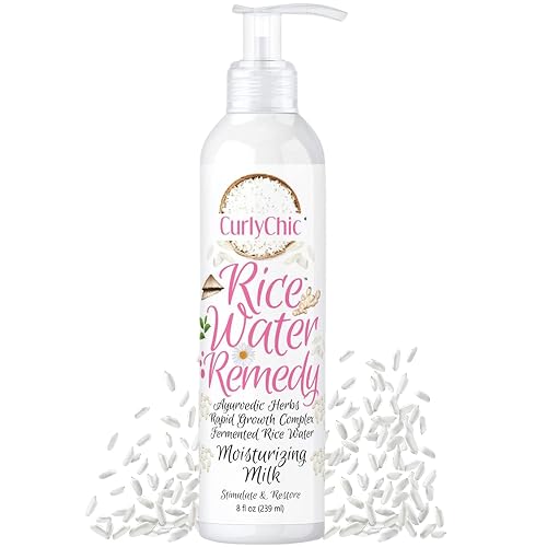 Curly Chic Rice Water Remedy Moisturizing Hair Milk - Hydrates, Detangles & Revives Dry Hair - Ayurvedic Herbs & Fermented Rice Water for Rapid Growth Beauty & Personal Care Curly Chic