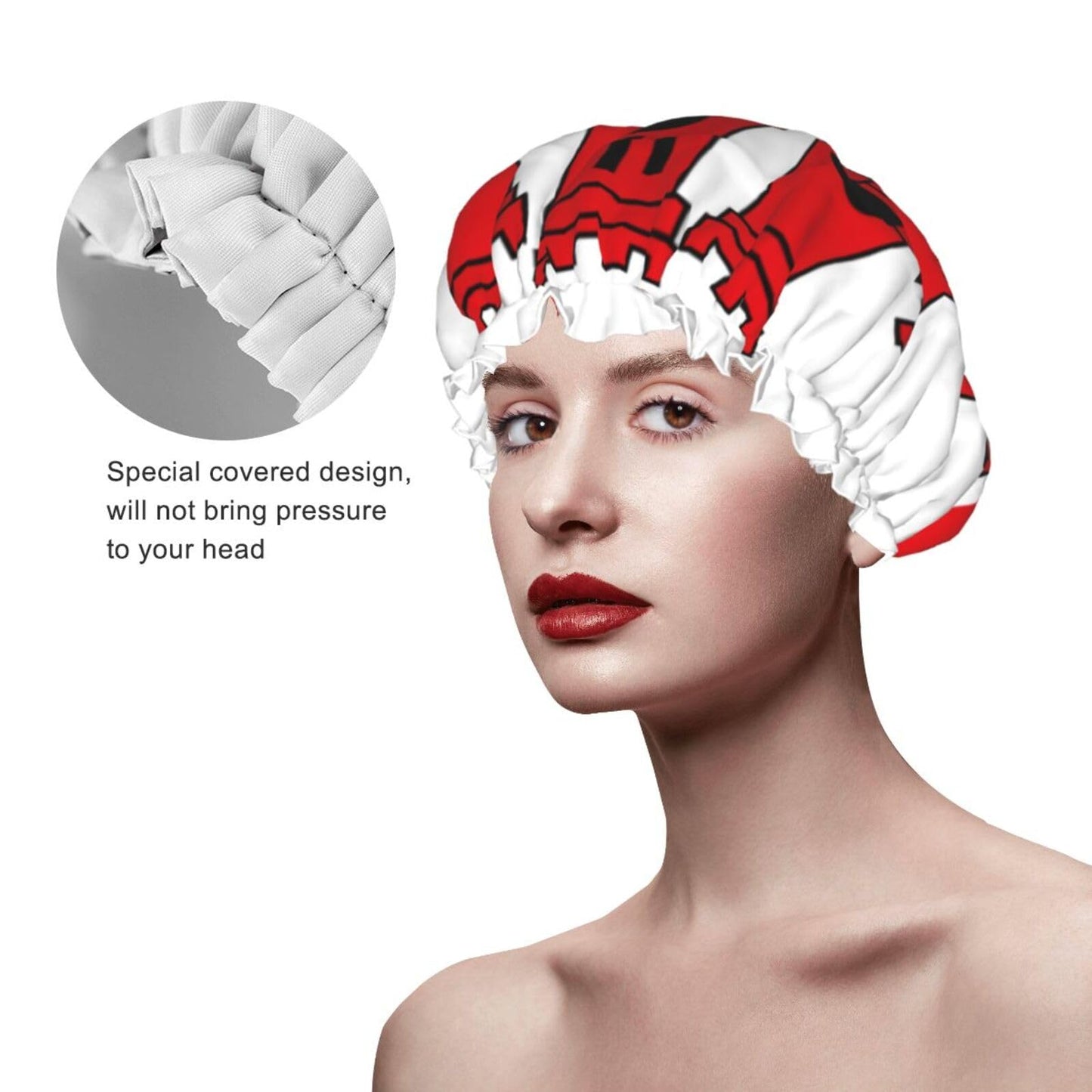 Gibraltar Flag Prints Shower Cap Double Layer Lined Waterproof Bathing Shower Hat Beauty and Personal Care Hayyett
