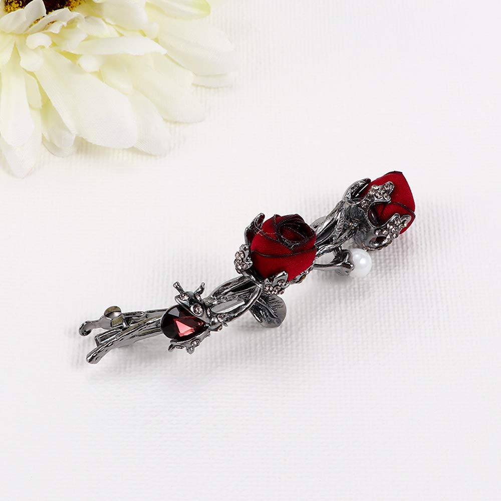 Vintage Crystal Rose Hair Clips,Elegant Rhinestones Rose Flower Metal Hair Clips Hair Barrette Ponytail Holder Slide Clips Hair Jewelry Beauty & Personal Care BeeGift