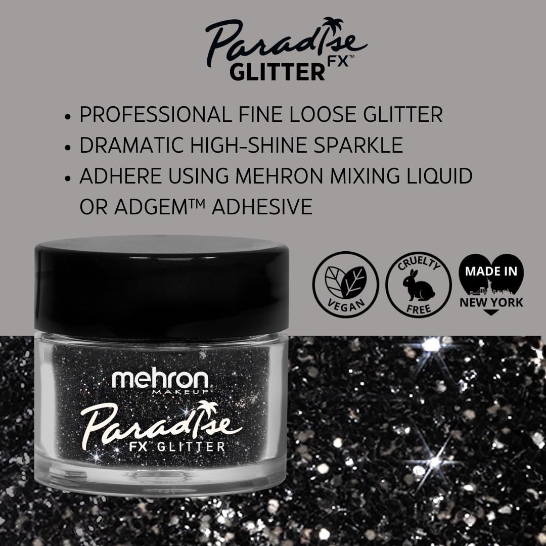 Mehron Makeup Paradise Glitter FX | Professional Cosmetic for Makeup & Art | Vibrant & Shimmering Loose Glitter .25 oz (7 g) (Black) Beauty & Personal Care Mehron