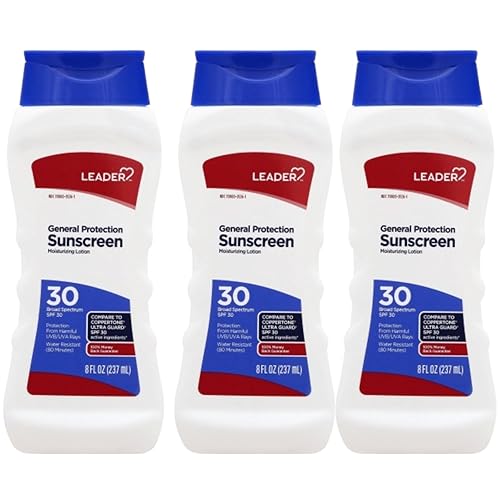 LEADER General Protection Sunscreen Lotion Broad Spectrum SPF 30, Water Resistant Moisturizing Lotion, 8 Ounce, Pack of 3 Beauty & Personal Care Leader