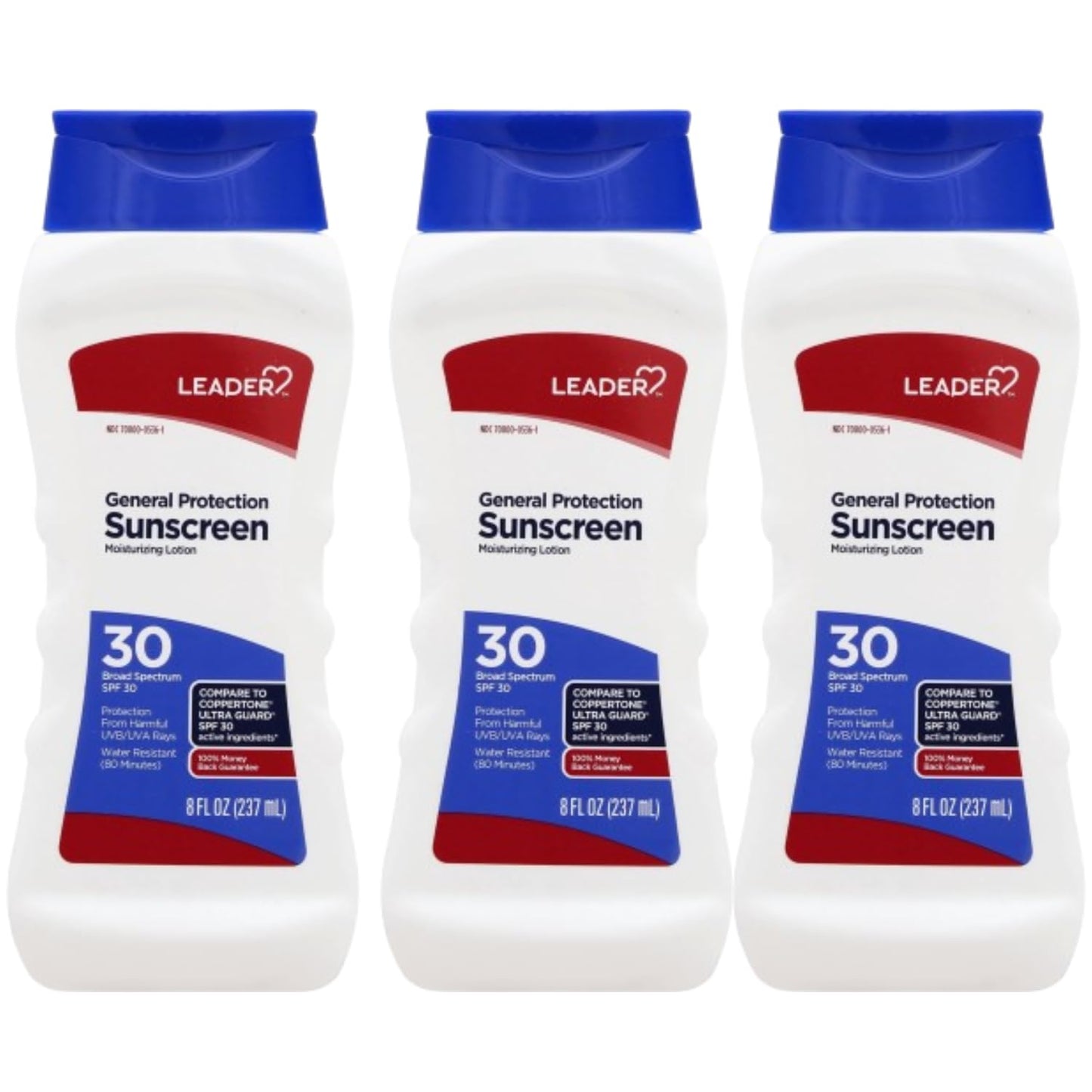 LEADER General Protection Sunscreen Lotion Broad Spectrum SPF 30, Water Resistant Moisturizing Lotion, 8 Ounce, Pack of 3 Beauty & Personal Care Leader