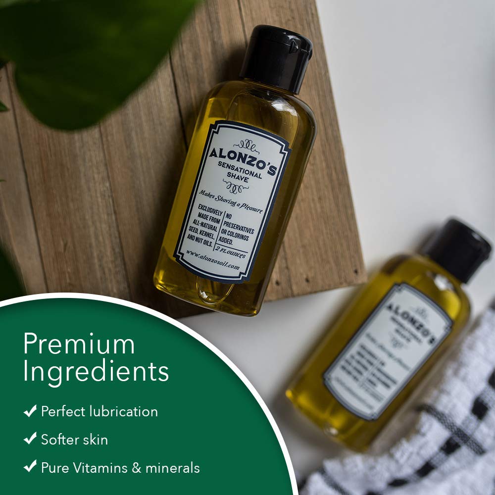 Alonzo's Sensational Shave - Shaving Oil for Men (1-Pack, 2 Oz Bottle) All-Natural Pre-Shave & After Shave Oil for Face and Body - Moisturizes & Calms Beauty and Personal Care ALONZO'S SENSATIONAL SHAVE