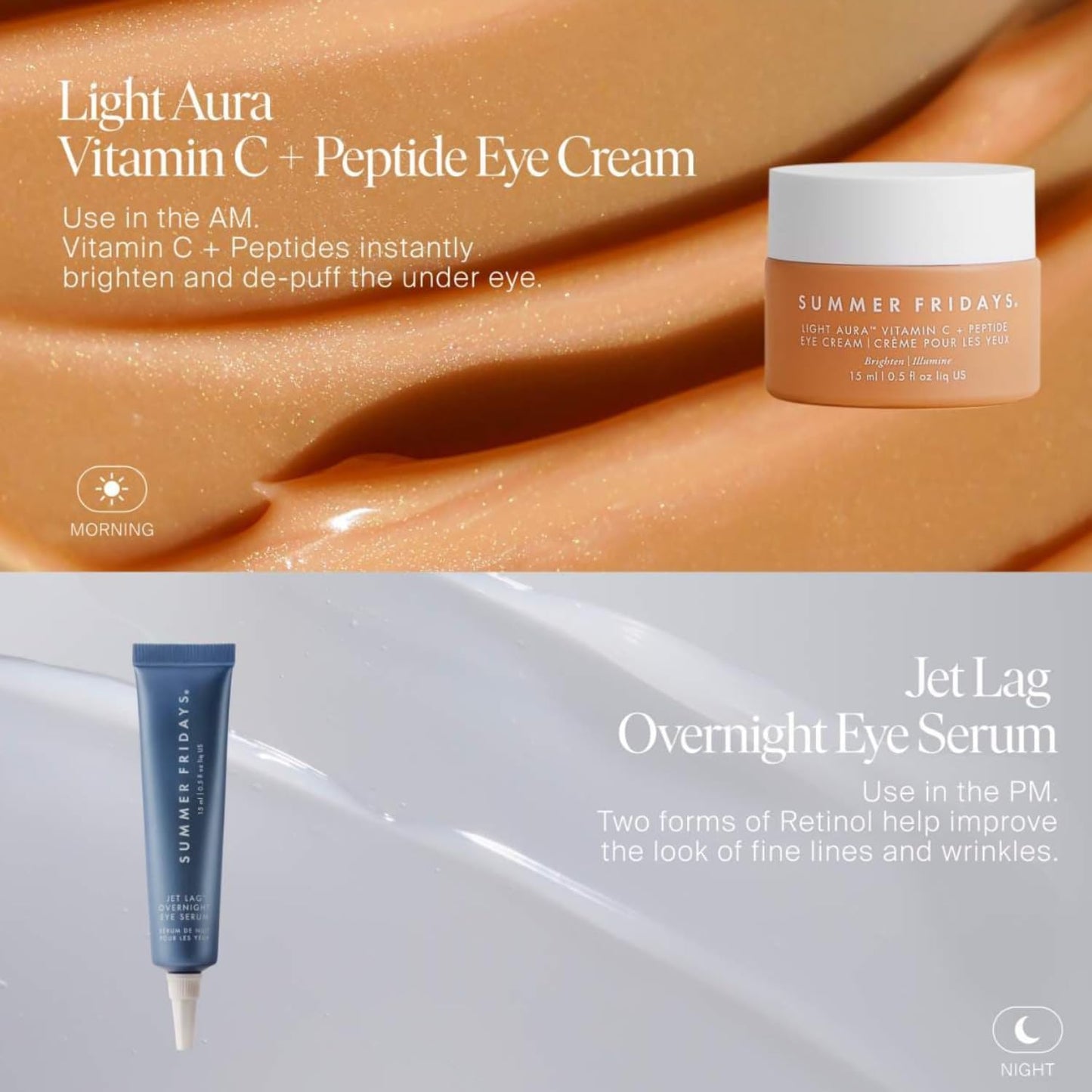 Summer Fridays Jet Lag Overnight Eye Serum - Nourishing Undereye Treatment for Dark Circles - Helps to Hydrate, Smooth, Firm & Depuff - Enriched Beauty & Personal Care Summer Fridays
