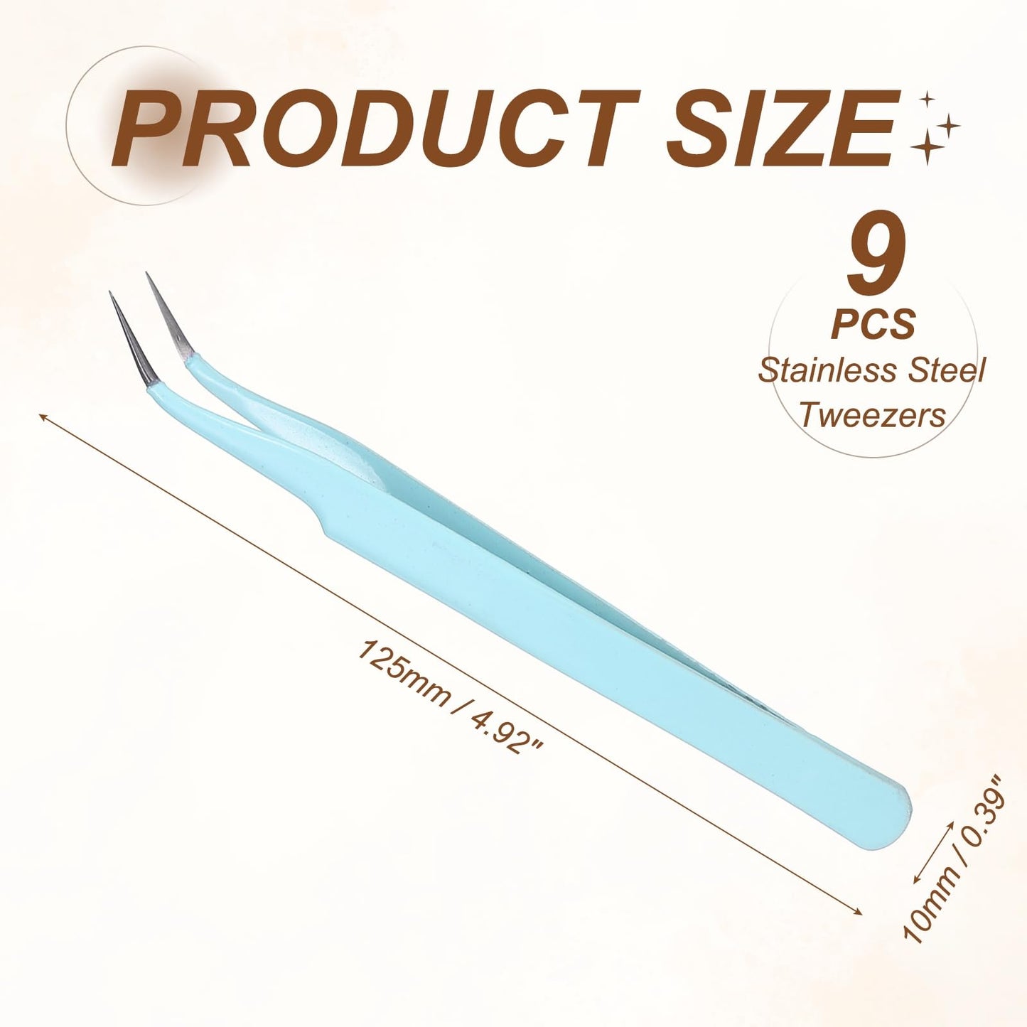 HARFINGTON 9Pcs Curved Pointed Craft Tweezers with Protective Cover, Anti-Static Stainless Steel Precision Tweezers Casual Beauty Tools for Eyelash Beauty and Personal Care HARFINGTON