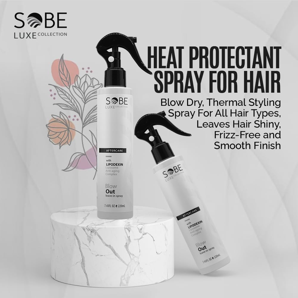 SOBE LUXE COLLECTION Heat Protectant Spray, 8 Fl Oz - Blow Dry, Thermal Styling For All Hair Types, Leaves Hair Shiny, Frizz-Free and Smooth Finish Beauty & Personal Care SOBE LUXE COLLECTION