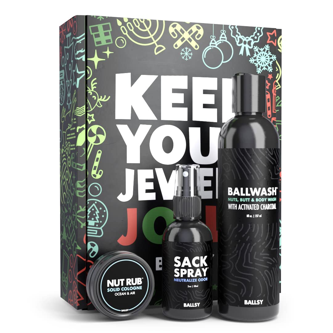 Ballsy Gift Set For Men, Jolly Jewels Pack, Includes Body Wash, Deodorizing Spray, and Cologne Rub, Men Hygiene Products, Mens Body Care, Ball Wash Beauty & Personal Care Ballsy