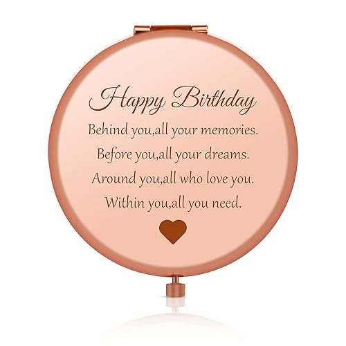 Happy Birthday Gift for Women Girls, Folding Travel Mirror Compact Mirror for Her, Birthday Gift Ideas for Friends, Mom, Daughter, Sister, Coworkers Beauty & Personal Care Jielahua