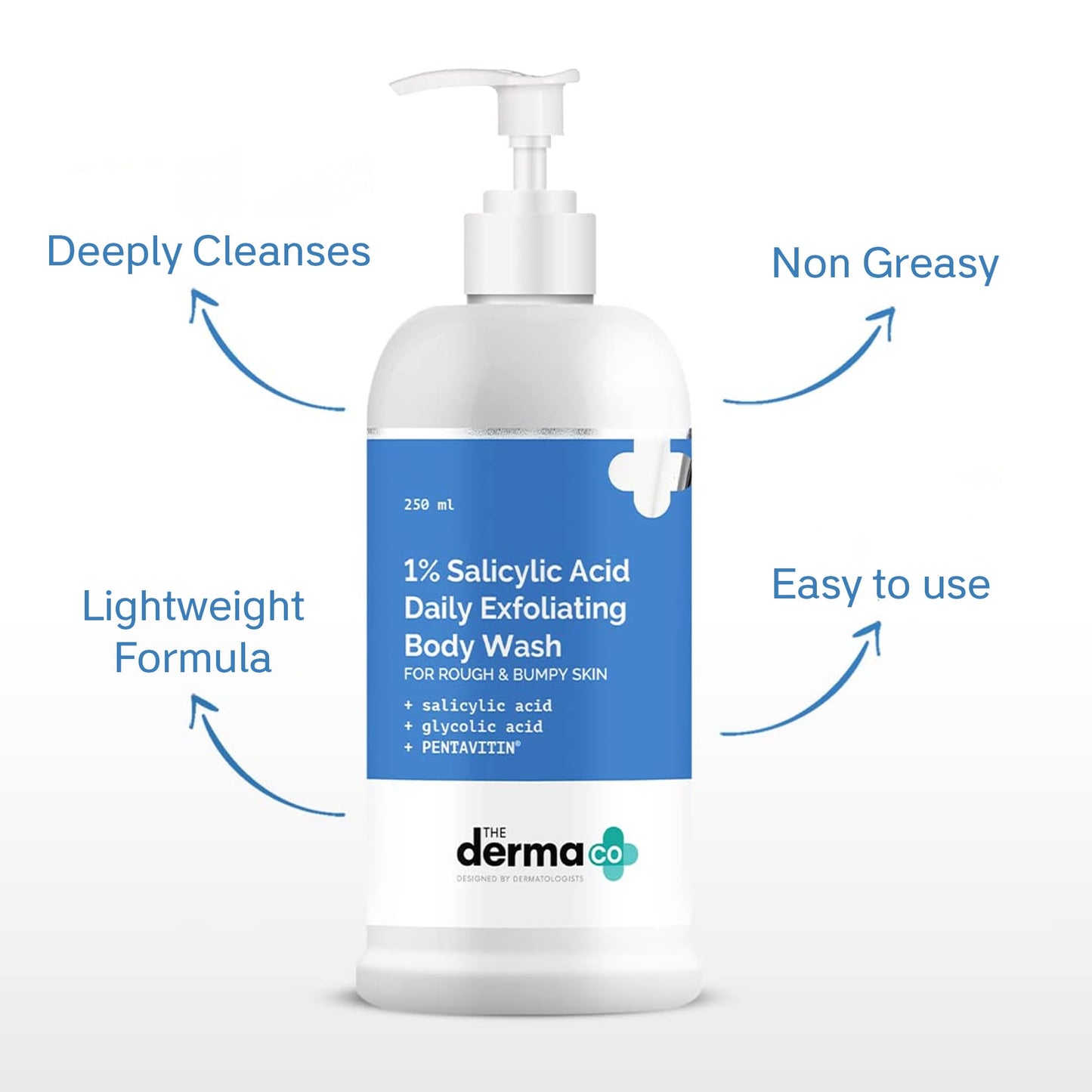 The Derma Co 1% Salicylic Acid Exfoliating Body Wash | Gently Cleanses & Exfoliates | Hydrating Body Cleanser | 8.45 Fl Oz/250ml Beauty & Personal Care The Derma Co