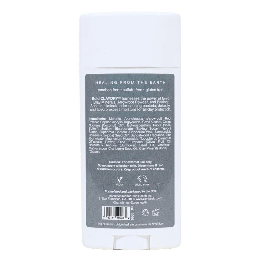 Clay Dry Deodorant Men Sandalwood Zion Health 2.8 oz Stick Beauty and Personal Care Zion Health