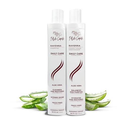 Ravenna Aloe Vera Shampoo & Conditioner Set - Paraben-Free, Deep Moisture, Breakage Reduction for Dry, Damaged & All Hair Types, 2×300ml (10.1 fl oz Beauty & Personal Care I Belli Capelli