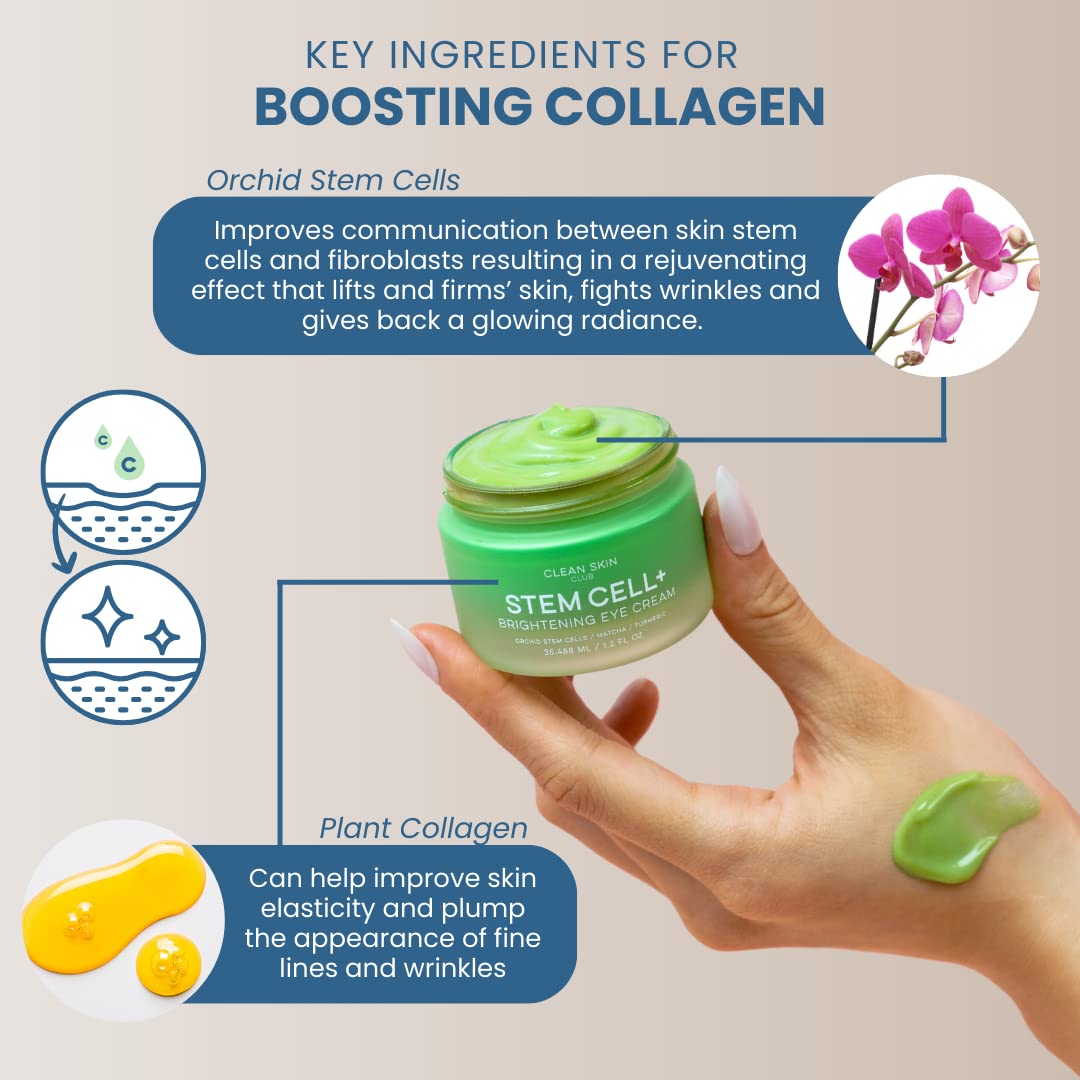 CLEAN SKIN CLUB Brightening+ Stem Cell Eye Cream, Reduces Dark Circles & Puffiness, Fragrance Free, 1.2 fl oz (Pack of 1) Beauty & Personal Care CLEAN SKIN CLUB