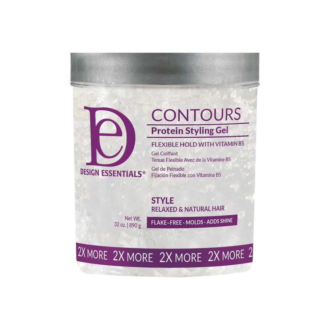 Design Essentials Contours Protein Styling Gel, Medium Hold Styling Gel with Panthenol, Flake-Free Definition for Relaxed & Natural Hair, 32 oz Beauty & Personal Care Design Essentials