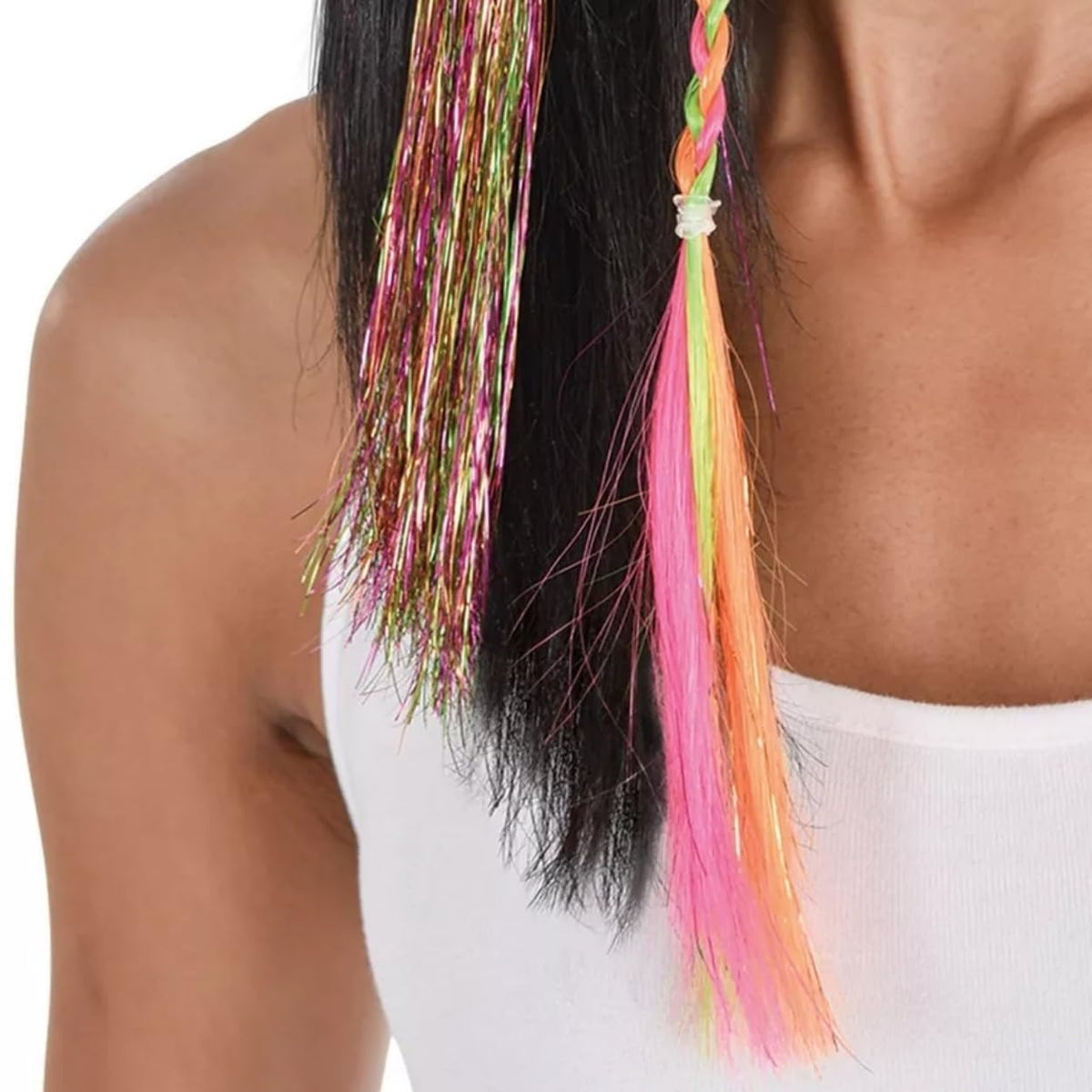 Amscan Vibrant Rainbow Tinsel Hair Extensions (15") 3 Pieces - Perfect Hair Accessory For Any Occasions