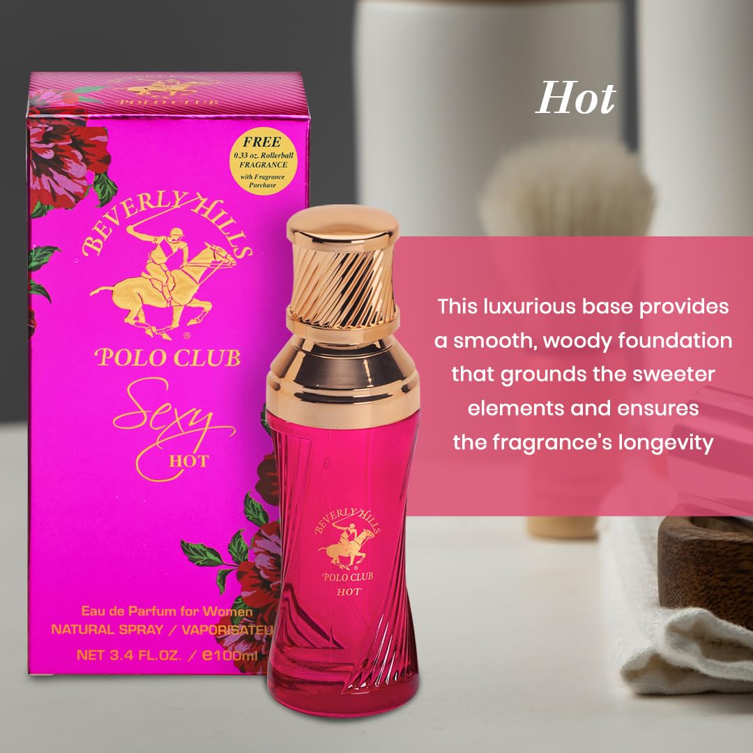 Beverly Hills Polo Club SEXY HOT - Cologne for Women with Notes of Amber & Vanilla - Sweet & Seductive Fragrance Scent - Eau De Toilette Spray 3.40fl.oz / 100ml (Packaging May Vary) Beauty & Personal Care Beverly Hills Polo Club