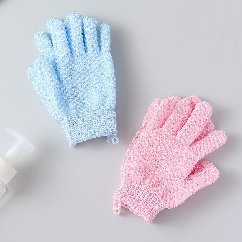 Exfoliating Bath Shower Gloves for Men Women 2 Pairs for Shower, Spa, Massage and Body Scrubs, Dead Skin Cell Remover (with Attached Hanging Loop) Beauty and Personal Care COOL & FRESH