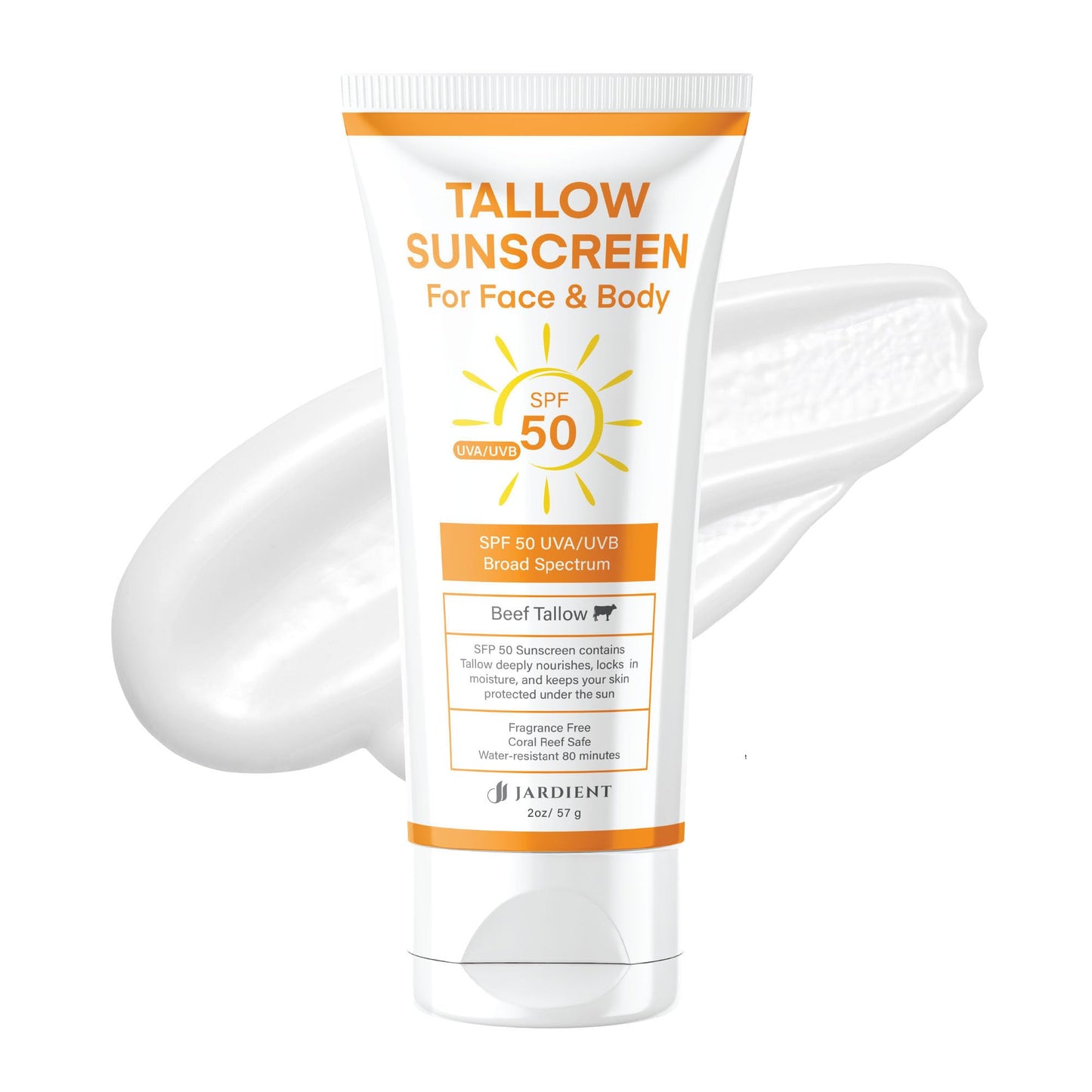 Beef Tallow Sunscreen SPF 50 with Mineral : Instant Sun Protection Non Nano Zinc Oxide Sunblock- Non Greasy Formula- Beach Jogging Outdoor Sports - 3 Beauty and Personal Care Jardient Default Title