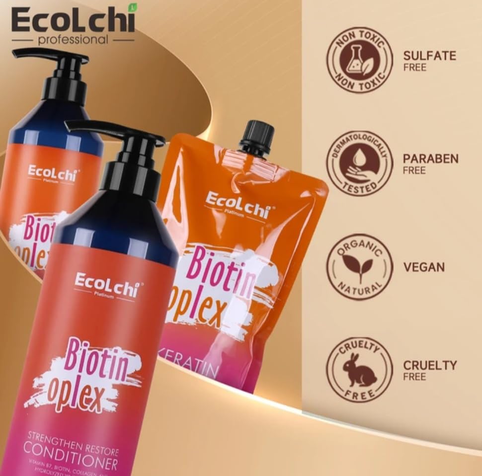 Ecolchi Biotin Oplex Hair Care Set with Shampoo, Conditioner, Hair Mask - Amino Acids Plus Keratin Treatment - Repair Heat Damage, Frizz Beauty & Personal Care ECOLCHIPRO