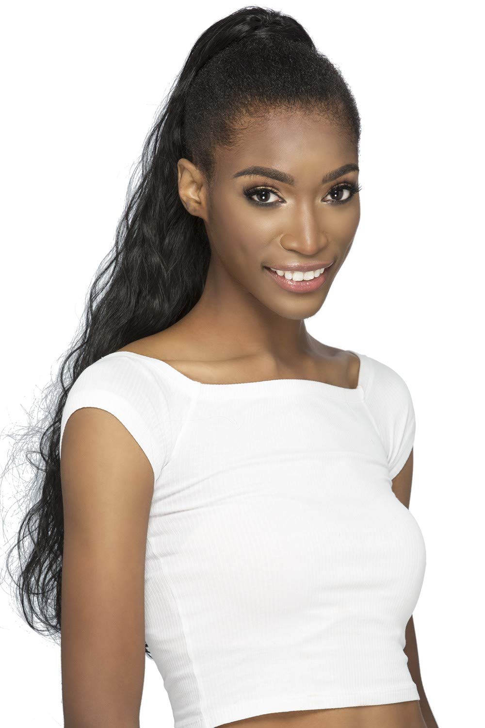 Vivica A. Fox Synthetic Human Hair Blend, 26 Inch Layered Ends Body Wave w/Drawstring, Pocket Bun Style Extensions - HPB-JAYMA (99J)