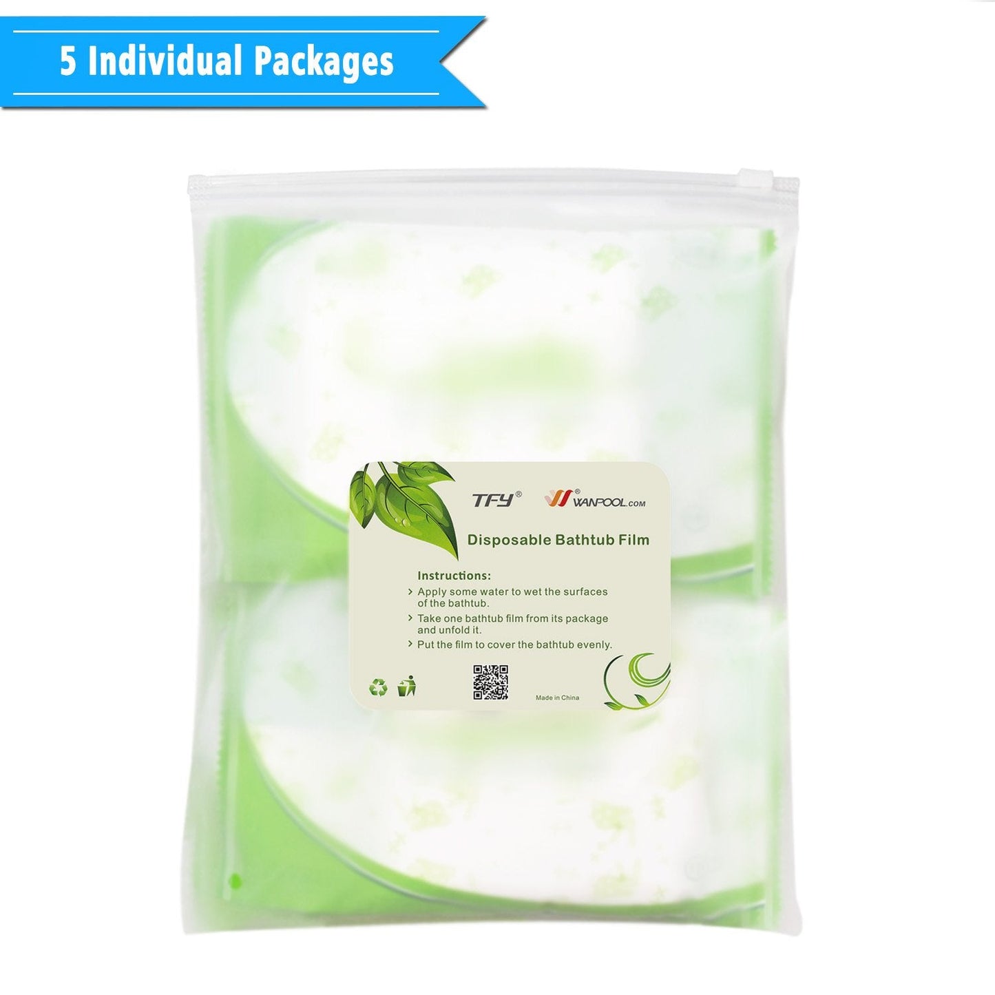 TFY Disposable Bathtub Bag Film for Salon Household Hotel 86x47" 5 pcs Beauty and Personal Care TFY