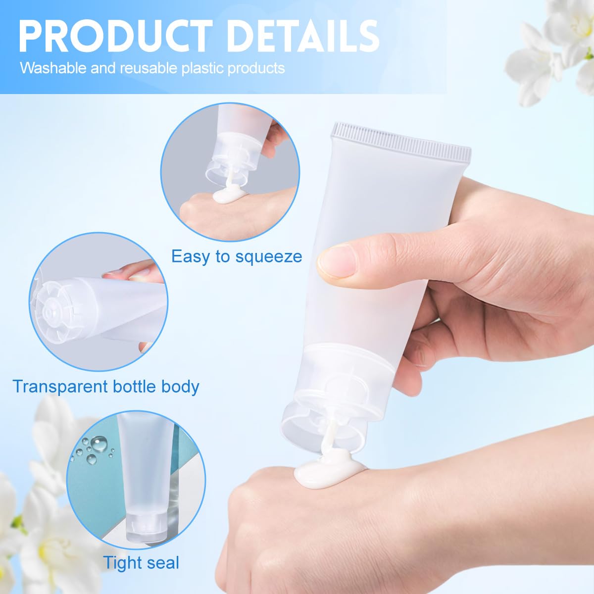 24PCS 30ml/1oz Empty Portable Refillable Clear Plastic Cosmetic Soft Tubes Bottles with Flip Cover Makeup Sample Travel Packing Container Holder Vial Beauty & Personal Care vipolish