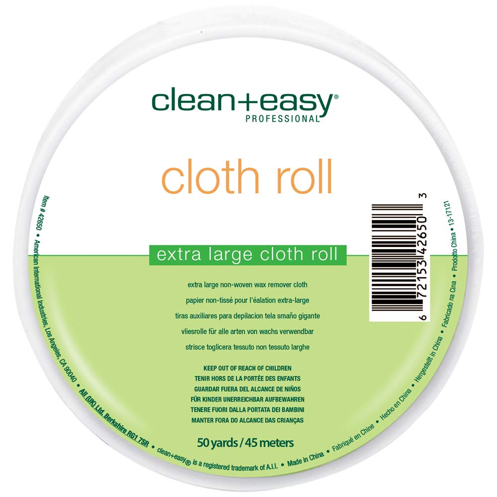 Clean + Easy Extra Large Cloth Wax Strips Roll - Non-Woven Epilating Roll for Hair Removal, Muslin Wax Strips for Body & Legs, 50 Yards Beauty and Personal Care Clean + Easy