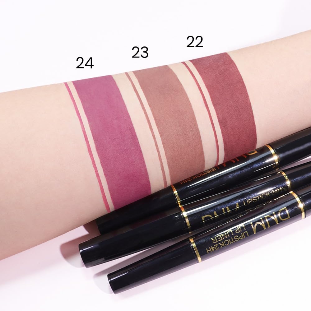 evpct 3Pcs Matte Lip Liner and Lipstick Combo Set Kit for Women, Light Plum Rose Mauve Nude Beige Brown Magic Neutral Lipstick 24 Hours Original Lips Beauty and Personal Care evpct