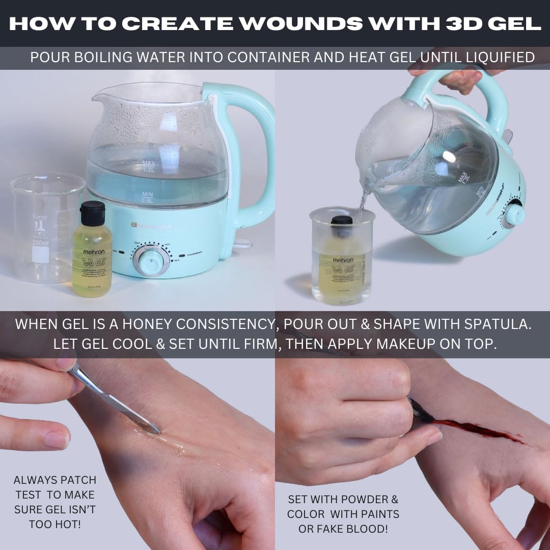 Mehron Makeup 3-D Gel | Gelatin Special Effects Makeup | Halloween FX & Scarring Gel | Fake Skin for Stage, Screen, Theater, Cosplay, and Halloween (2 Beauty & Personal Care Mehron