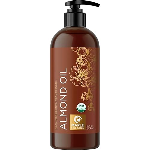 USDA Organic Sweet Almond Oil - Pure Cold Pressed Organic Almond Oil for Skin Hair and Nails - Moisturizing Organic Body Oil for Women and Men plus Beauty & Personal Care Maple Holistics