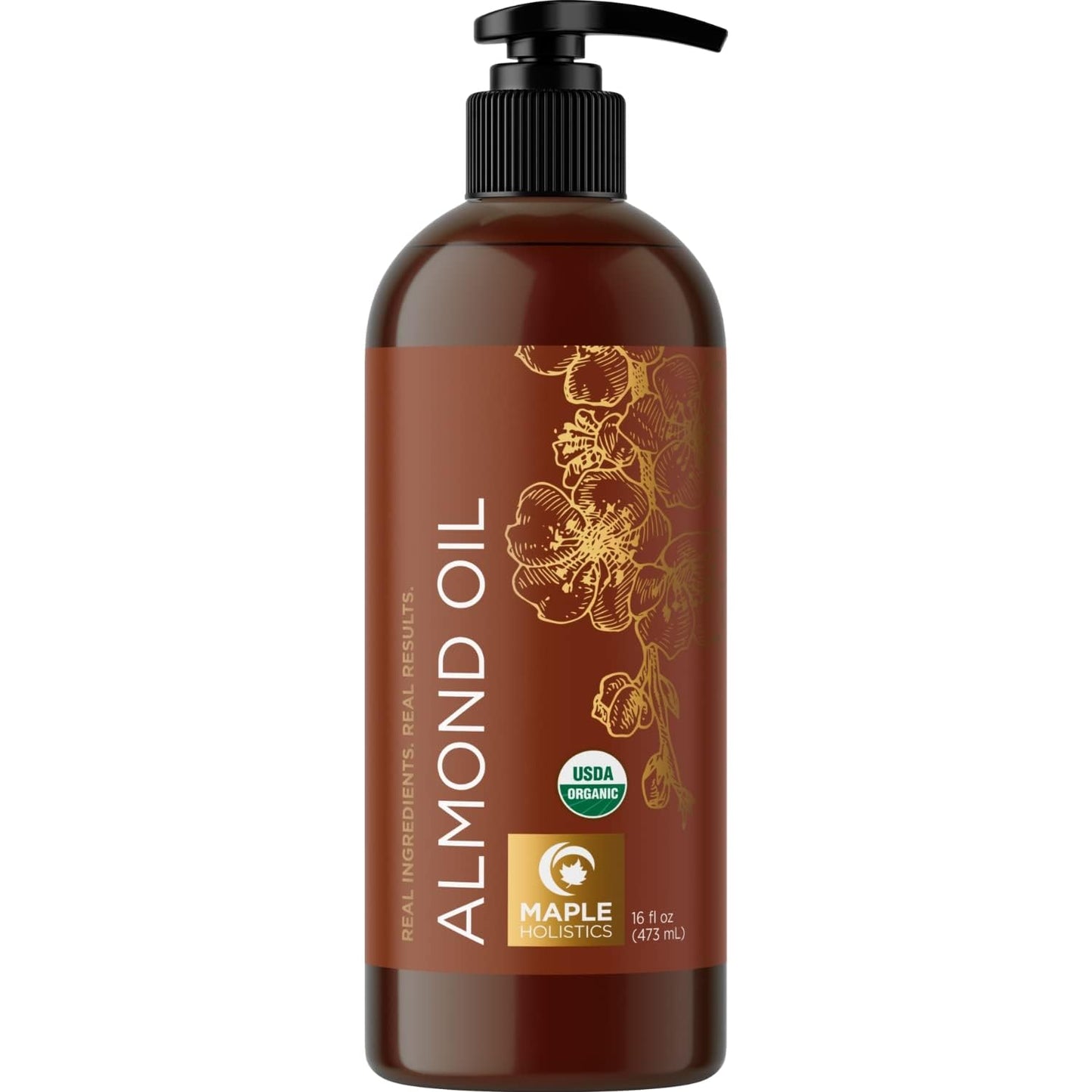 USDA Organic Sweet Almond Oil - Pure Cold Pressed Organic Almond Oil for Skin Hair and Nails - Moisturizing Organic Body Oil for Women and Men plus Beauty & Personal Care Maple Holistics