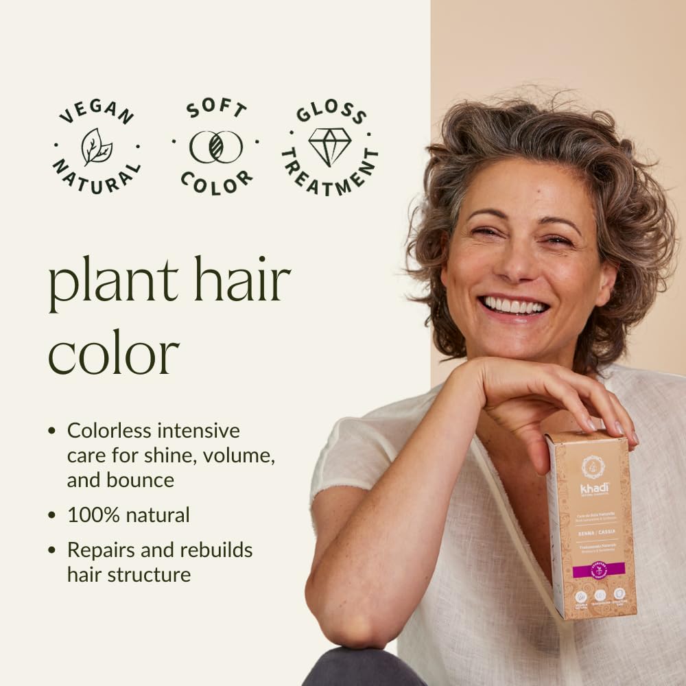 khadi SENNA/CASSIA Natural Hair Color - This colorless intensive care provides shine, volume, and elasticity - Plant hair color 100% herbal & natural Beauty & Personal Care Khadi Natural