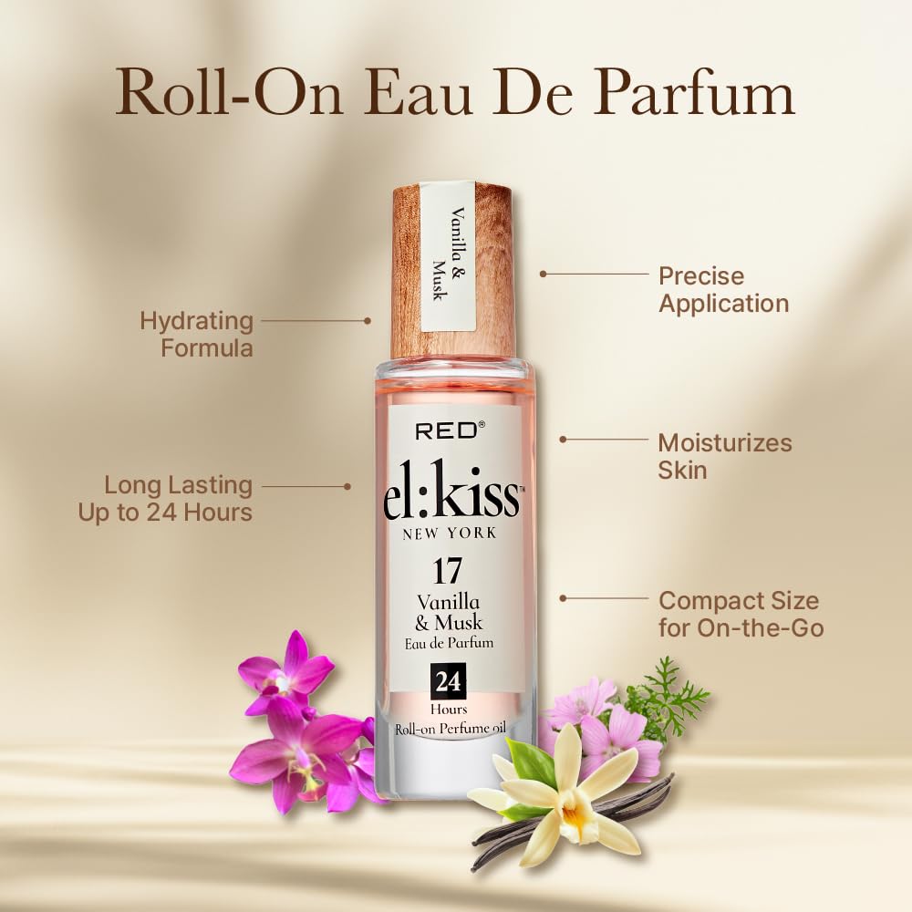 EL:KISS Roll On Perfume, Vanilla & Musk Inspired by Lattaf. Yara, Eau de Parfum 12mL (.40 Fl Oz), Hydrating & Long-Lasting, Alcohol & Mineral Beauty & Personal Care EL:KISS