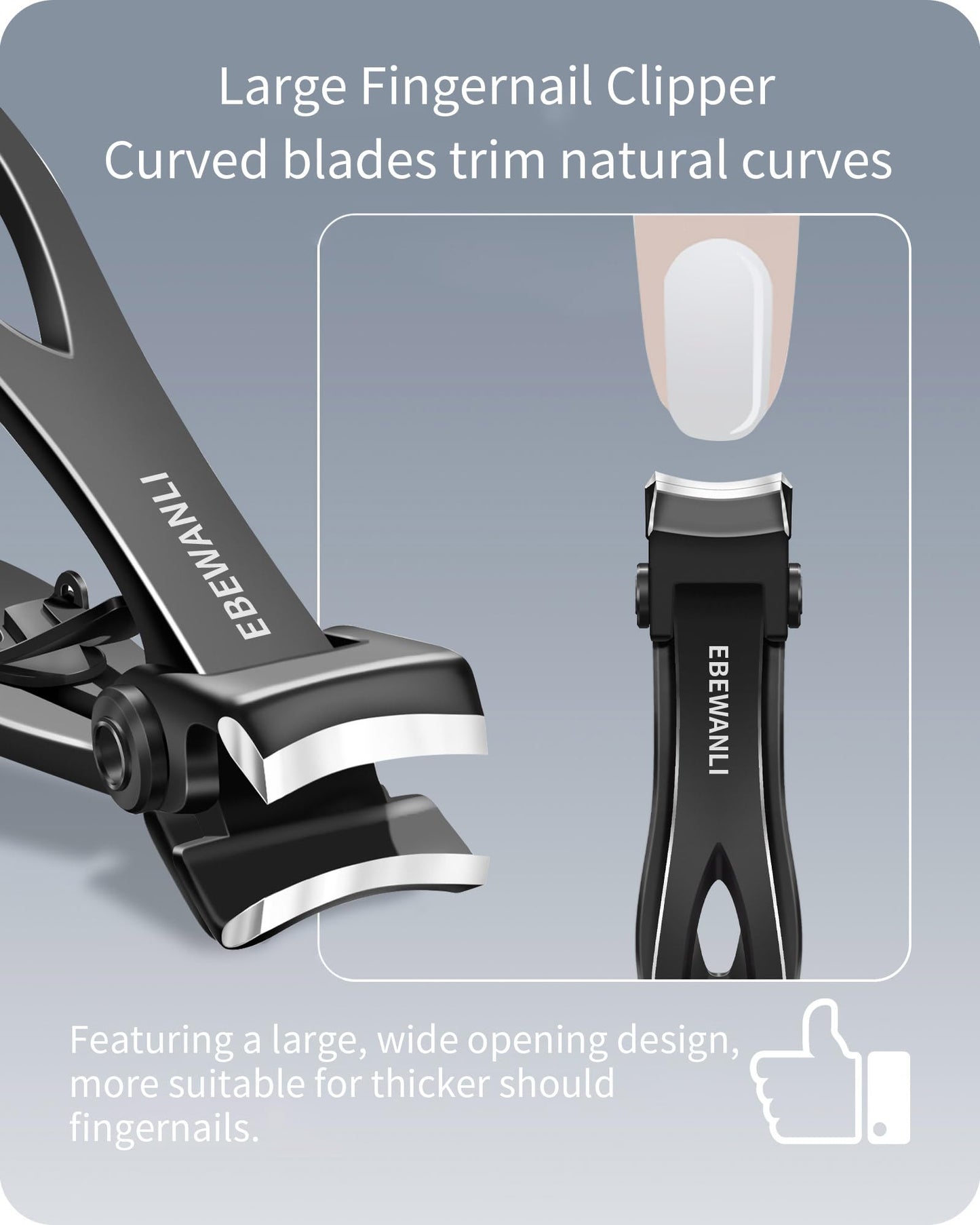 EBEWANLI Nail Clippers Set, Toe Nail Clippers for Men, 17mm Wide Jaw Opening Toenail Clippers for Thick Toenails, Straight and Curved Blade Heavy Duty Beauty & Personal Care EBEWANLI