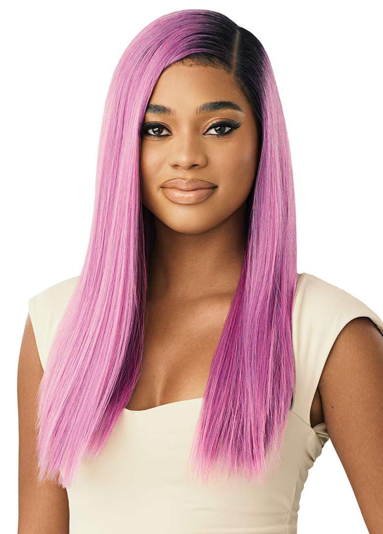Outre Lace Front Wig - Perfect Hair Line - Swoop Series Y-Part 207 (DR LILAC PINK)