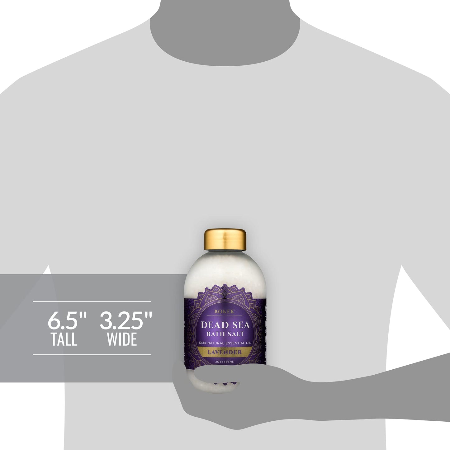 Bokek Bokek Organic Lavender Bath Salt, Dead Sea Salt Scented With Certified Organic Essential Oil, 20 Ounce Jar, White, Lavender, 20 ounces Beauty and Personal Care Bokek