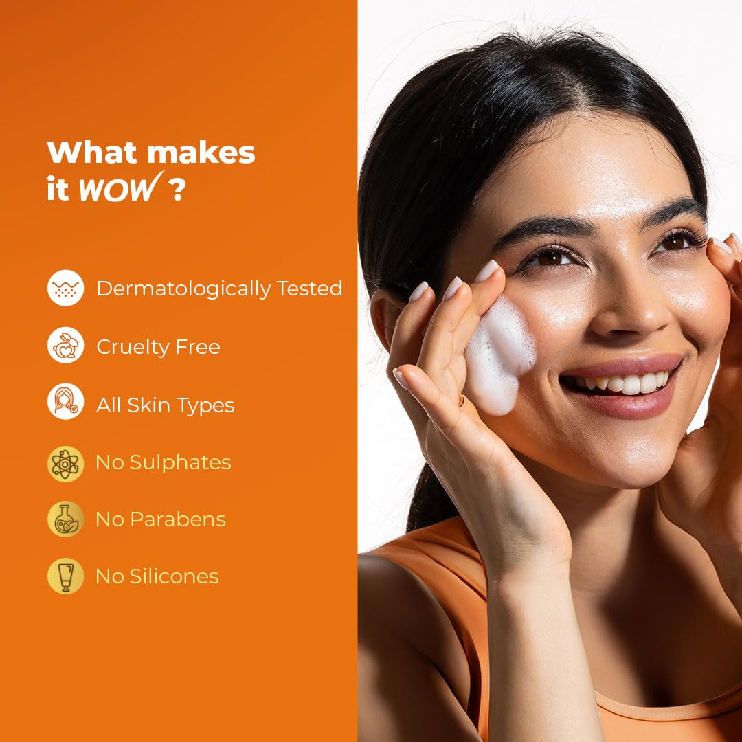 WOW Skin Science Vitamin C Exfoliating Face Wash With Brush, Soft, Silicones Bristles, Foaming Cleanser For All Skin Type, Hydrate For Smooth Skin Beauty & Personal Care BUYWOW