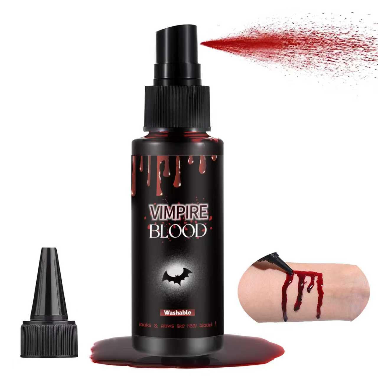 Halloween Fake Blood Spray, Washable Fake Blood Makeup, Halloween Realistic Fake Blood for Face Body Paint, Perfect for Vampire Makeup, Clown & Sfx Beauty & Personal Care VPCRT6