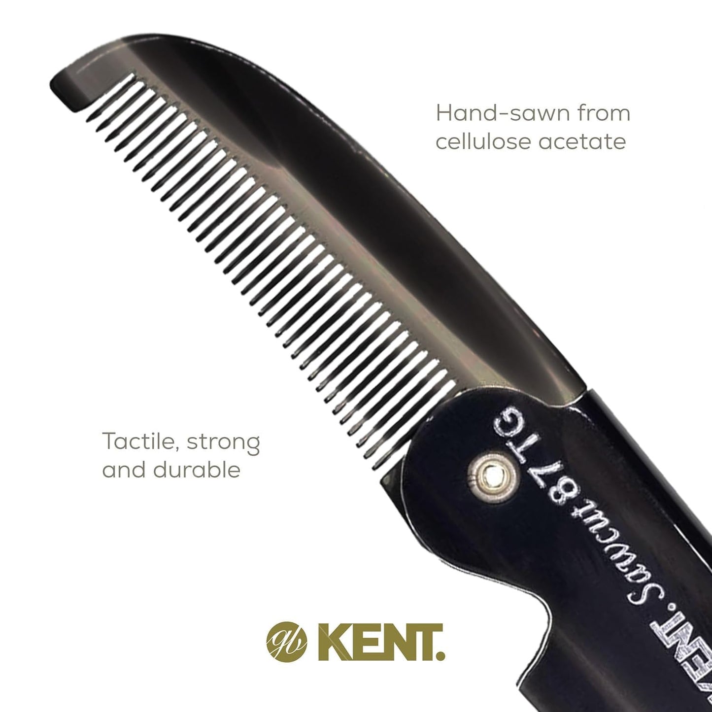 Kent 87T Black Graphite Handmade Folding Pocket Comb for Men, Fine Tooth Hair Comb Straightener for Everyday Grooming Styling Hair, Beard or Mustache Beauty and Personal Care KENT