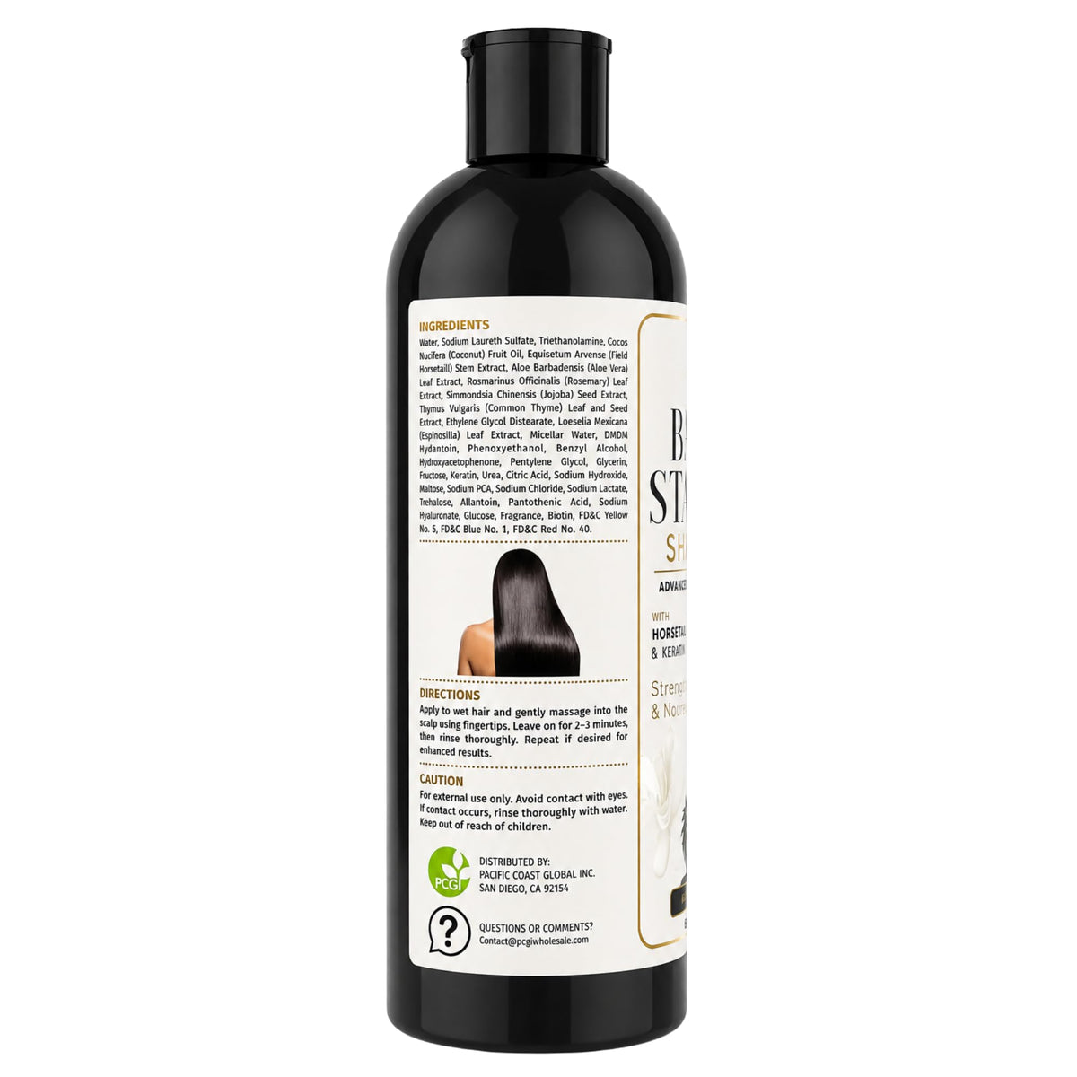 Green Royalty Black Stallion Premium Shampoo, Cola de Caballo & Biotin Hair Care, Fuller-Looking, Soft & Manageable Hair, 33.8 fl oz (1 L)