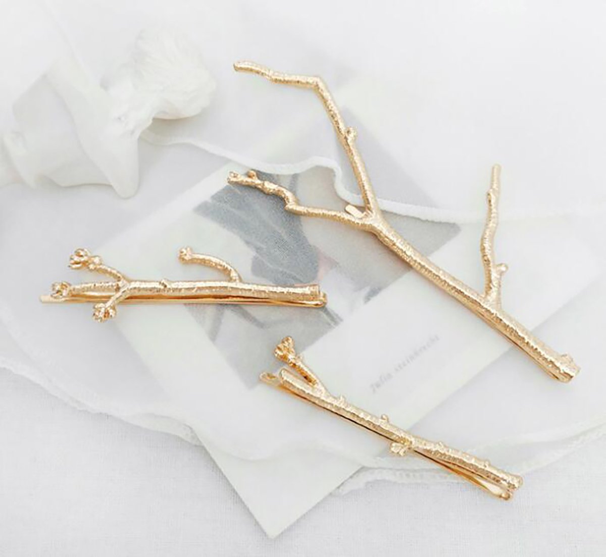 Set of 3 Vintage Tree Branch Hair Clip Barrette Women Lady Hair Pin Head Dress DIY Hair Accessories (Gold) Beauty & Personal Care Fodattm