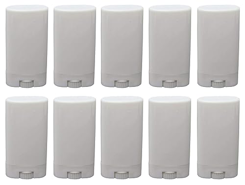 10 Pack 15ml Empty Plastic Tubes Oval Twist-Up Deodorant & Lip Balm ContainersWhite DIY Tubes for Homemade, Crayon Holder (0.5 Oz) Beauty & Personal Care UPSTORE