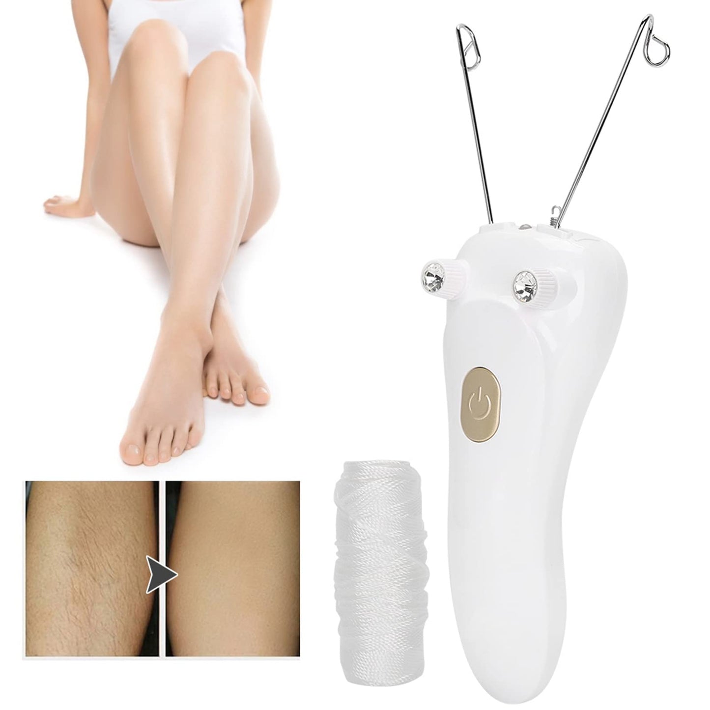NOENNULL Electric USB Threading Epilator Hair Remover - Rechargeable Facial Hair Remover for Women & Men, Portable Cotton Thread Epilator with USB Beauty and Personal Care NOENNULL