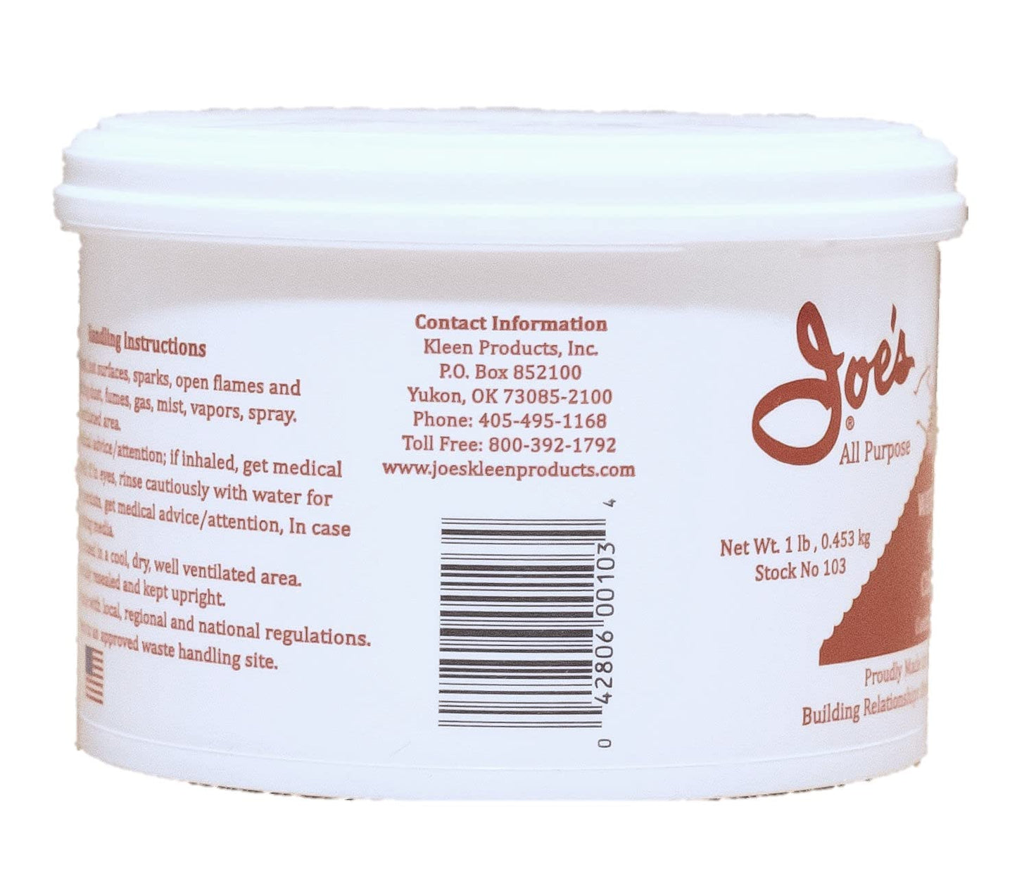 Joe's All Purpose Hand Cleaner 103- Water/Waterless with Lanolin 1 lb. Beauty & Personal Care Joe's