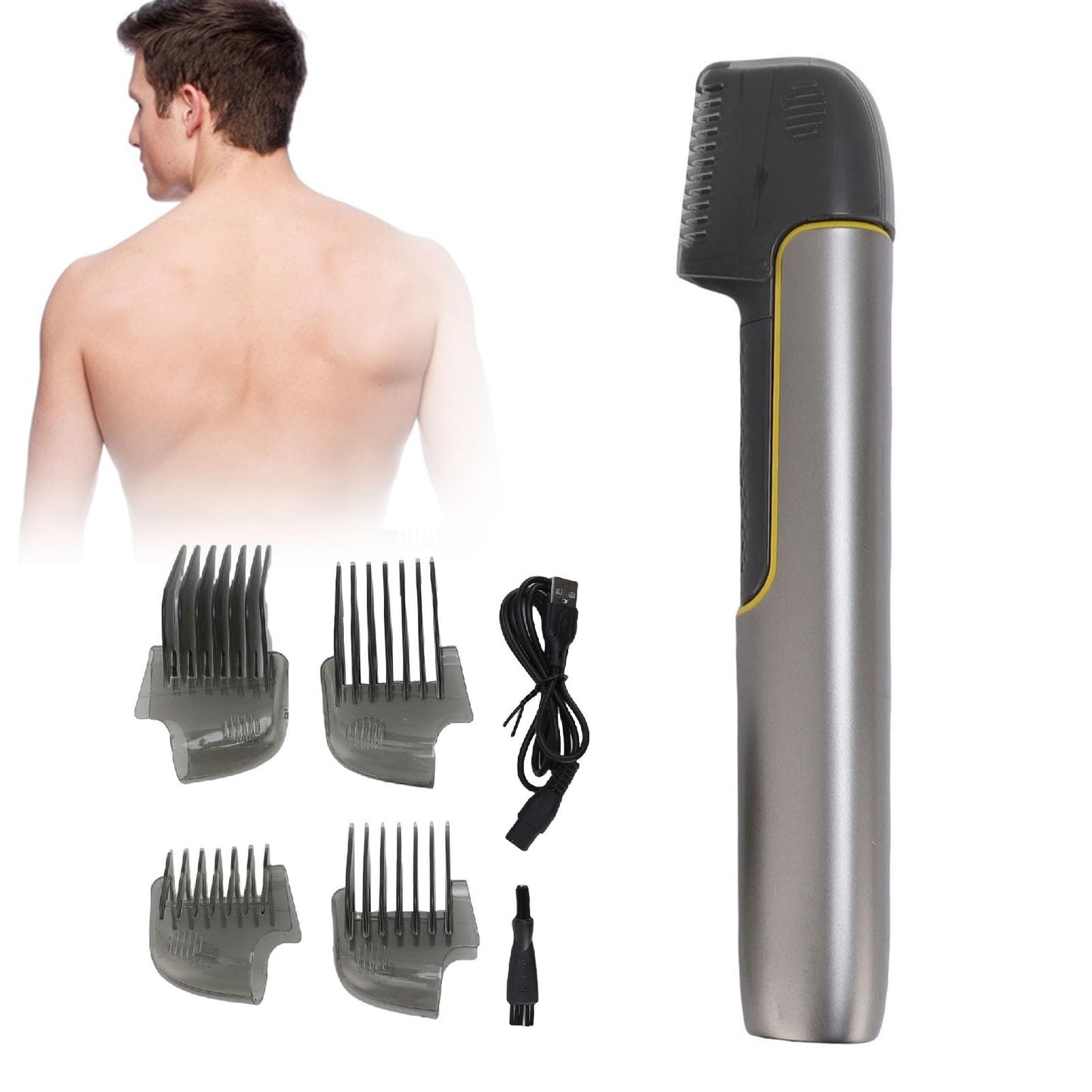 Saluaqui Body Hair Trimmer for Men Extendable Arm Wet Dry Shaving Body Hair Groomer IPX6 Water Proof USB Rechargeable Trimmer for Back Shoulders Chest Beauty and Personal Care Saluaqui