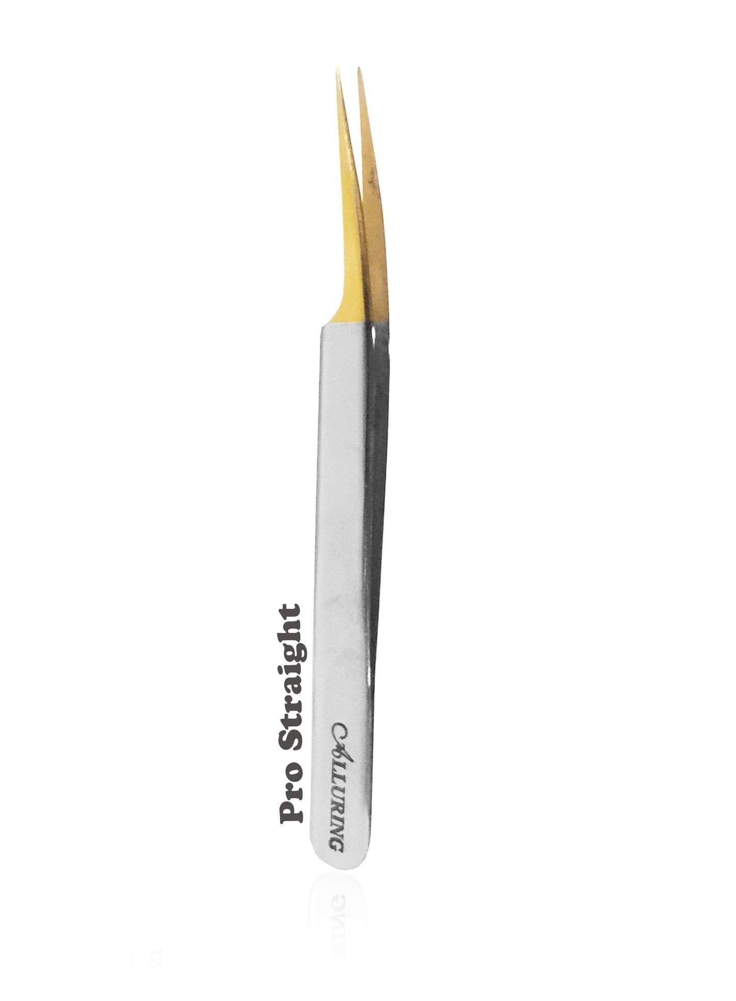 Alluring Chrome with Gold Tip Tweezers for Eyelash Extension - Pro Beauty and Personal Care Alluring