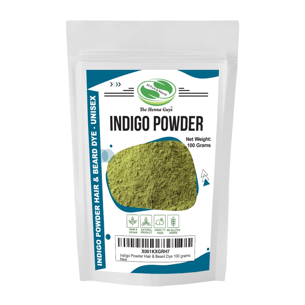 Indigo Hair & Beard Dye - All Natural & Plant-based (1 Pack, Indigo Powder) Beauty & Personal Care The Henna Guys