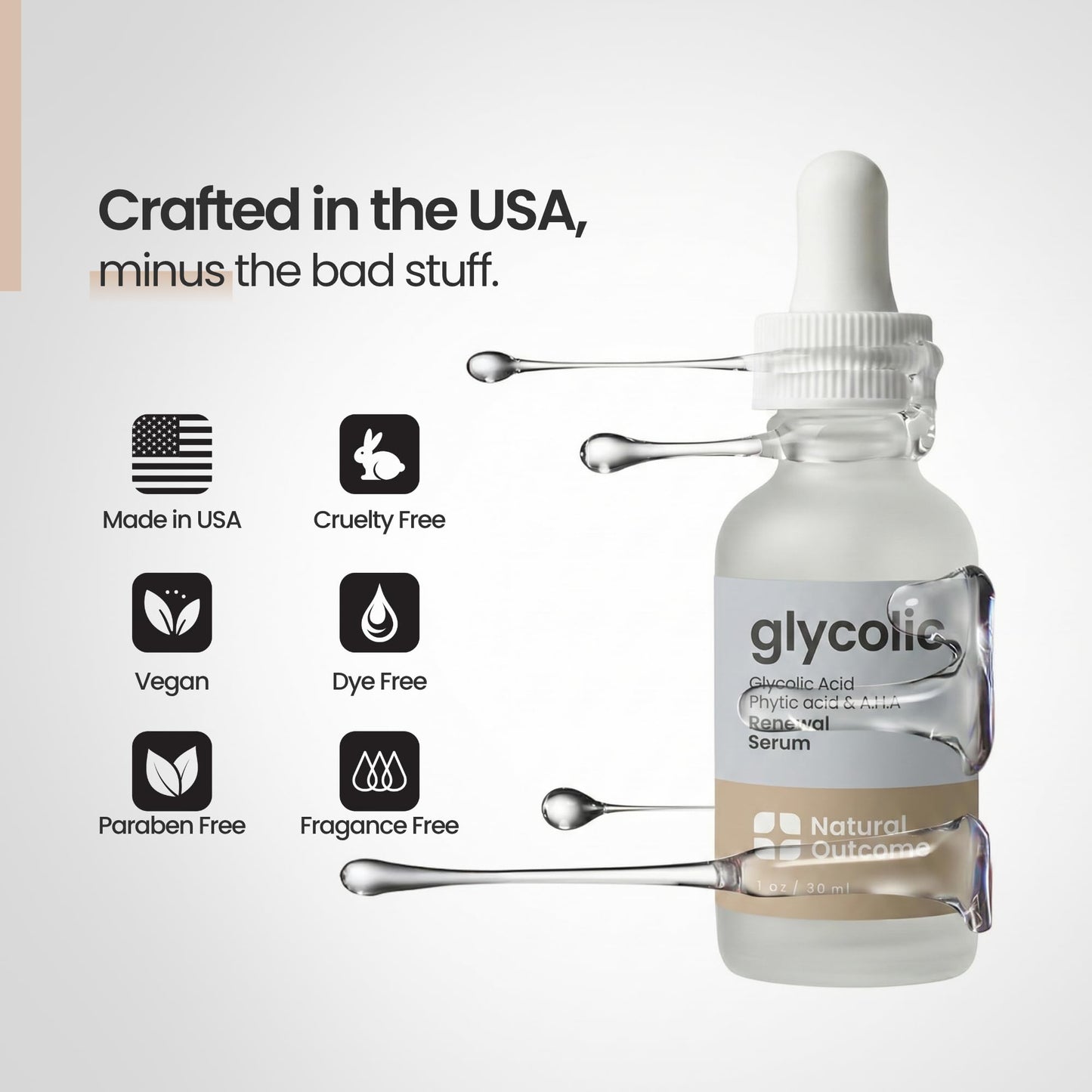 Natural Outcome Glycolic Acid/AHA 12% Renewal Serum | Anti-Aging Exfoliating Facial Serum | Increases Cell Turnover Leaving Behind Smoother Skin | Beauty & Personal Care natural outcome