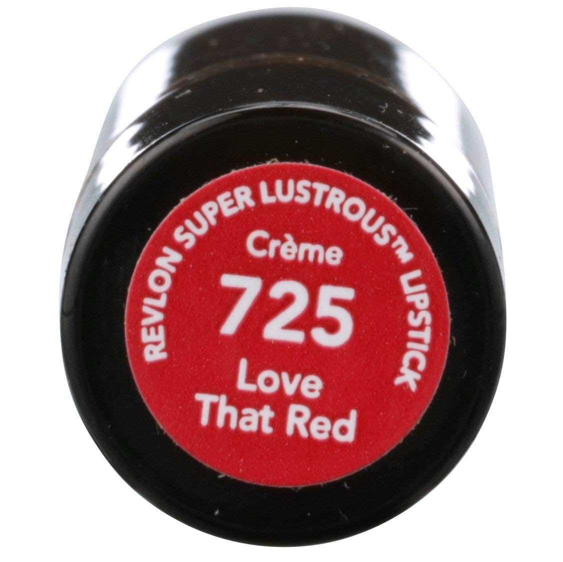 Revlon Super Lustrous Lipstick with Vitamin E and Avocado Oil, Cream Lipstick in Red, 725 Love that Red, 0.15 oz (Pack of 2) Beauty & Personal Care REVLON